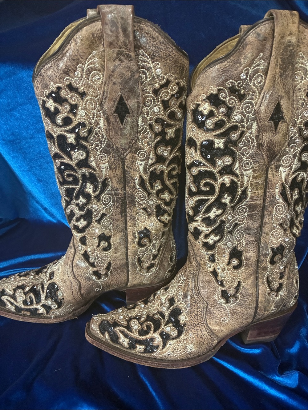 Corral Brown & Black Embellished Western Cowgirl Boots
